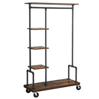 Mobile guardaroba appendiabiti su ruote mobile da ingresso appendiabiti a 5 livelli struttura metallica 174,5 cm marrone rustico 12_0003089