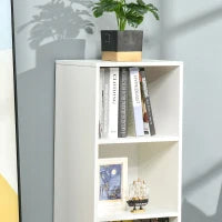 Scaffale Libreria con 3 Ripiani e 1 Armadietto in Legno, 40x30x129.5cm - Bianco