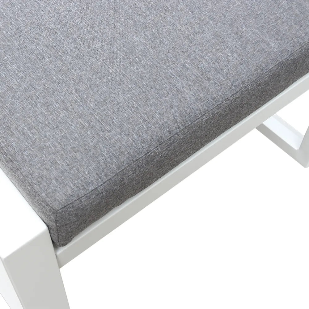 Tempo Style - Pouf MIKONOS in alluminio bianco/grigio | Resistente alle intemperie | Con morbido cuscino sfoderabile | Per ambienti esterni come giardino, balcone, terrazza