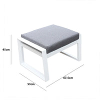 Tempo Style - Pouf MIKONOS in alluminio bianco/grigio | Resistente alle intemperie | Con morbido cuscino sfoderabile | Per ambienti esterni come giardino, balcone, terrazza