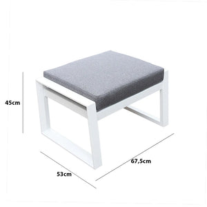 Tempo Style - Pouf MIKONOS in alluminio bianco/grigio | Resistente alle intemperie | Con morbido cuscino sfoderabile | Per ambienti esterni come giardino, balcone, terrazza