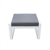 Tempo Style - Pouf MIKONOS in alluminio bianco/grigio | Resistente alle intemperie | Con morbido cuscino sfoderabile | Per ambienti esterni come giardino, balcone, terrazza