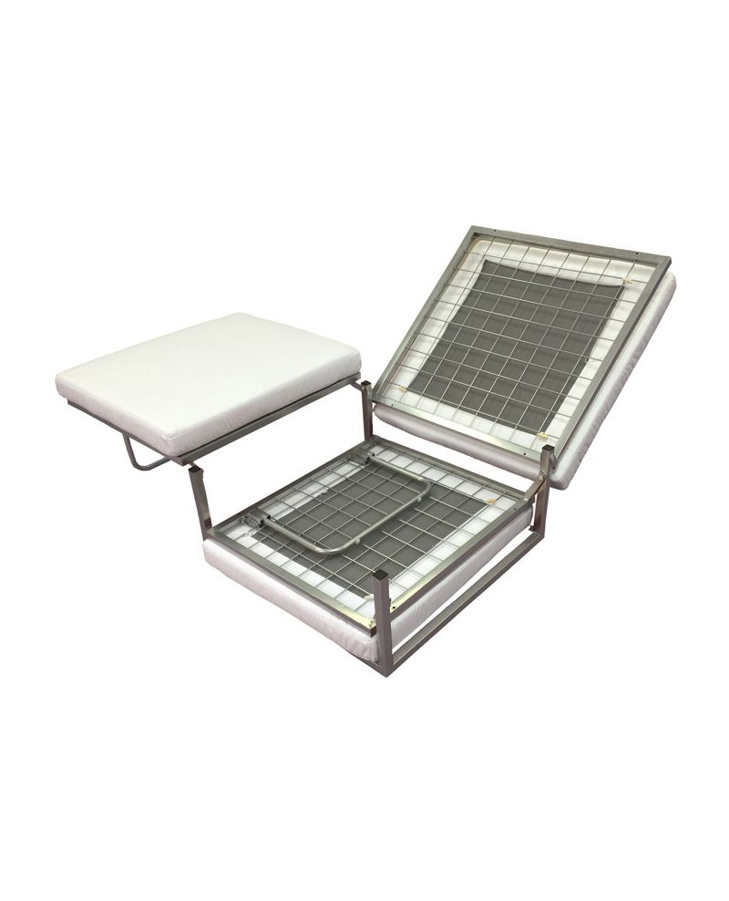 Pouf letto a scomparsa, letto richiubibile in microfibra bianco Sicorage Elly 