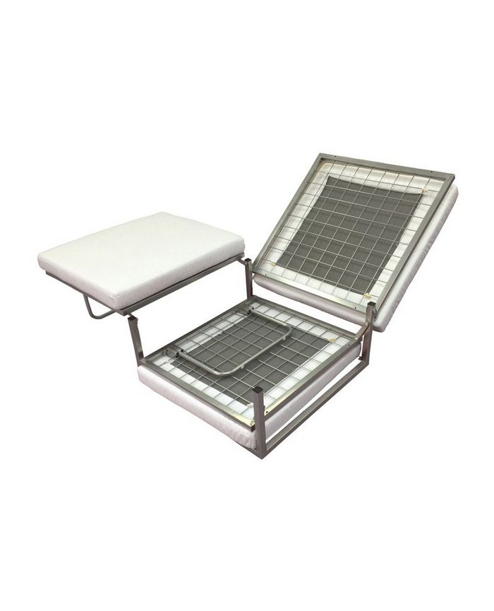 Pouf letto a scomparsa, letto richiubibile in microfibra bianco Sicorage Elly 