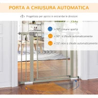 Cancellino per Cani Estensibile a Pressione con Chiusura Automatica, 75-103x76 cm, Grigio