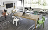 E-STYLO Tavolo allungabile con top impiallacciato rovere naturale e gambe in frassino massello, 90cm X 160/240cm H. 76cm.