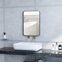 Specchio da parete specchio da bagno rettangolare con cornice in lega di alluminio nero per camera, soggiorno 50 x 70 cm