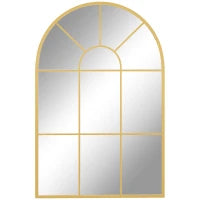 Specchio da Parete ad Arco in Vetro e Metallo Oro dallo Stile Moderno, 91x2x60 cm