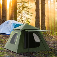 Tenda da Campeggio 2 Posti con Veranda, Finestre e Porta con Cerniera, 210x210x150 cm, Verde