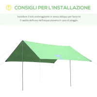 Tenda da Sole Portatile 3x3 m, Tendalino Parasole Impermeabile per Campeggio, e Spiaggia, Verde