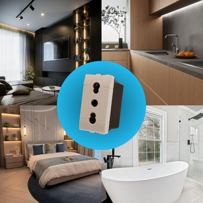 Presa Bipasso Bivalente 2P+T 10/16A 220V MBL Bianco 1M Compatibile Bticino Living Light BLB2001