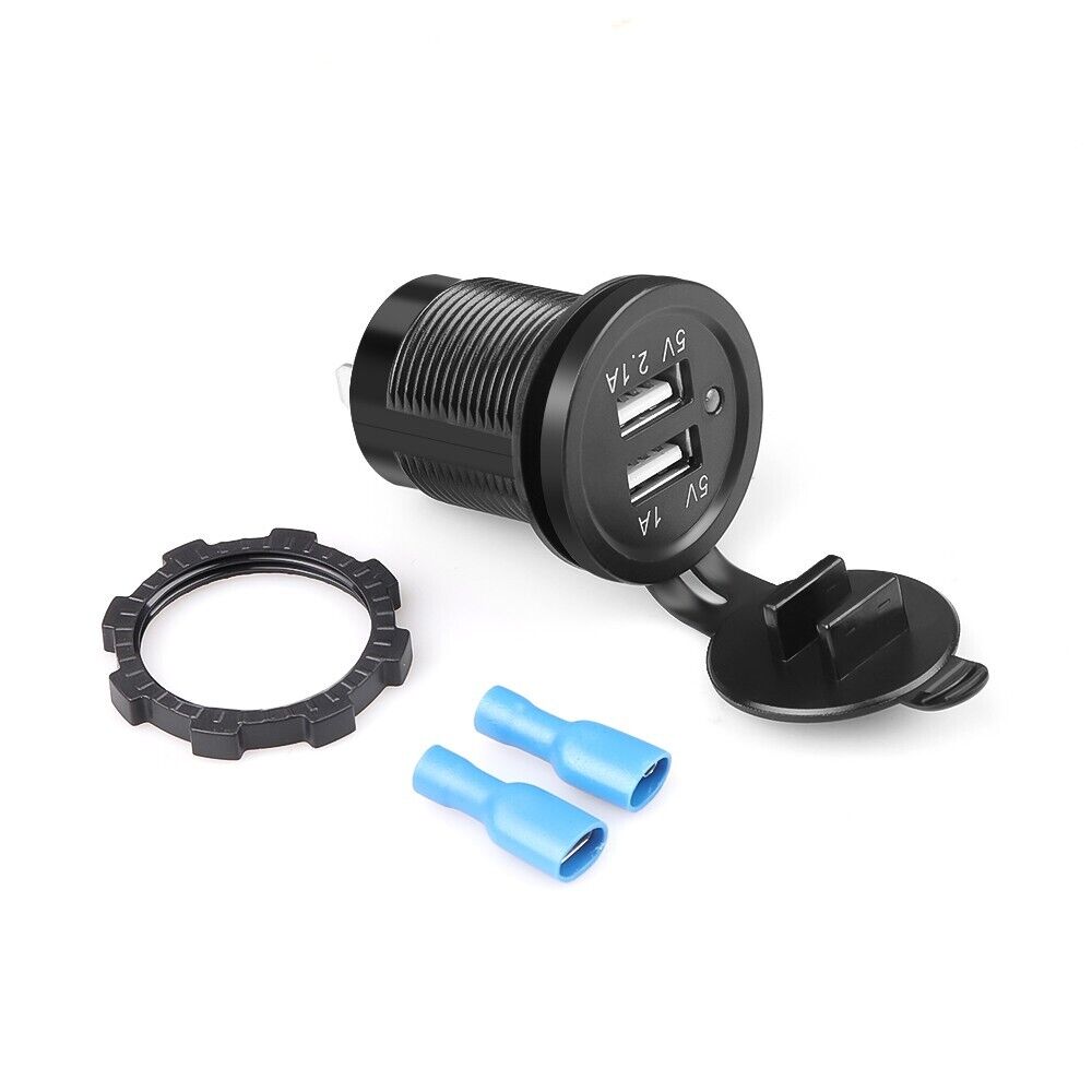 Presa Doppia USB da Pannello Caricabatteria per Auto Camper Moto Barche 12V 24V