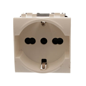 Presa Schuko Universale 2P+T 10/16A 220V MBL Bianco 2M Compatibile Bticino Living Light BLB2102