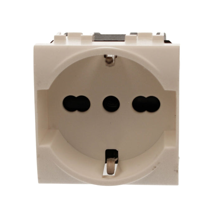Presa Schuko Universale 2P+T 10/16A 220V MBL Bianco 2M Compatibile Bticino Living Light BLB2102