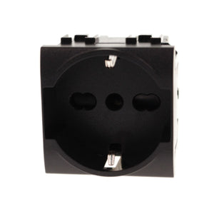 Presa Schuko Universale 2P+T 10/16A 220V MBL Nero 2M Compatibile Bticino Living International BLN2102