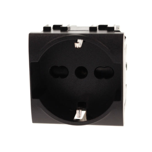 Presa Schuko Universale 2P+T 10/16A 220V MBL Nero 2M Compatibile Bticino Living International BLN2102