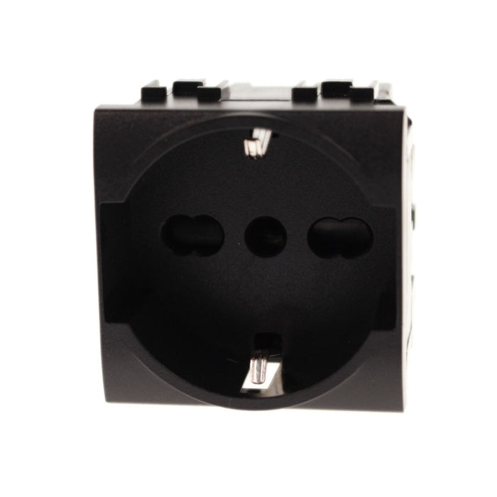 Presa Schuko Universale 2P+T 10/16A 220V MBL Nero 2M Compatibile Bticino Living International BLN2102