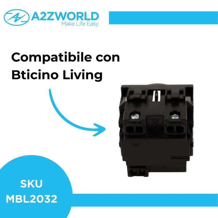 Presa Schuko Universale 2P+T 10/16A 220V MBL Nero 2M Compatibile Bticino Living International BLN2102