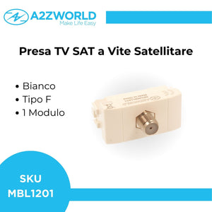 Presa TV SAT A Vite Satellitare Tipo F MBL Bianco 1M Compatibile Bticino Living Light BLB2252