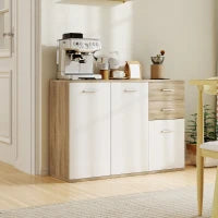 Credenza Moderna con 3 Armadietti e 2 Cassetti, in Legno, 106x35x76 cm, color Legno