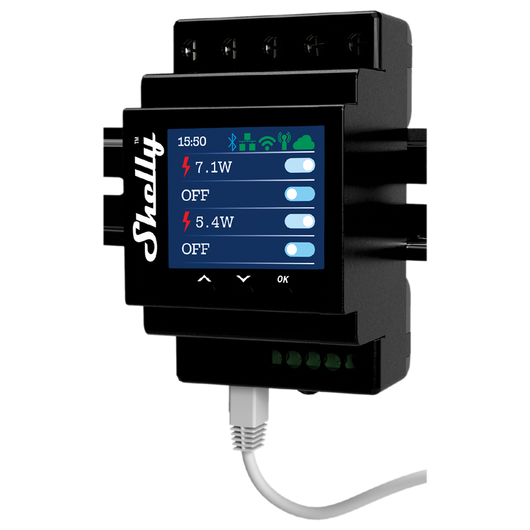 Shelly PRO 4PM. Rel√® WiFi. LAN Bluetooth. 4 Canali. guida DIN. controllo apparecchi ad uso residenziale e commerciale
