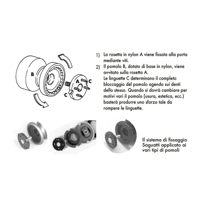 Pomolo fisso per porta SAGUATTI 166/70IB in alluminio marrone opaco