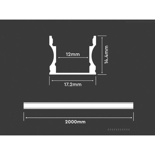 Profilo Alluminio Alta Profonda 17,2X14,4mm Colore Bianco Completo Di Copertura Satinata Tappi Gancio 2 Metri SKU-3366