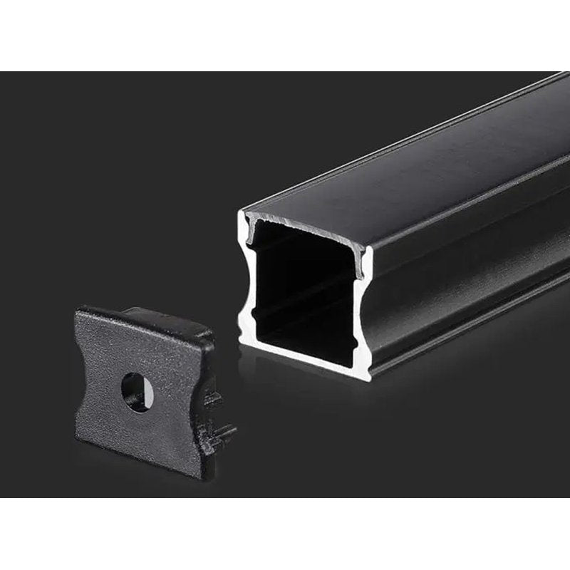 Profilo Alluminio Alta Profonda 17,2X14,4mm Colore Nero Completo Di Copertura Nera Fume Tappi Gancio 2 Metri SKU-2878