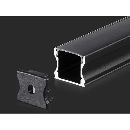 Profilo Alluminio Alta Profonda 17,2X14,4mm Colore Nero Completo Di Copertura Nera Fume Tappi Gancio 2 Metri SKU-2878