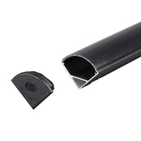 Profilo Alluminio Angolare Leggera Slim Colore Nero 15,8X15,8mm Completo Di Copertura Nera Fume Tappi Gancio 2 Metri SKU-2874