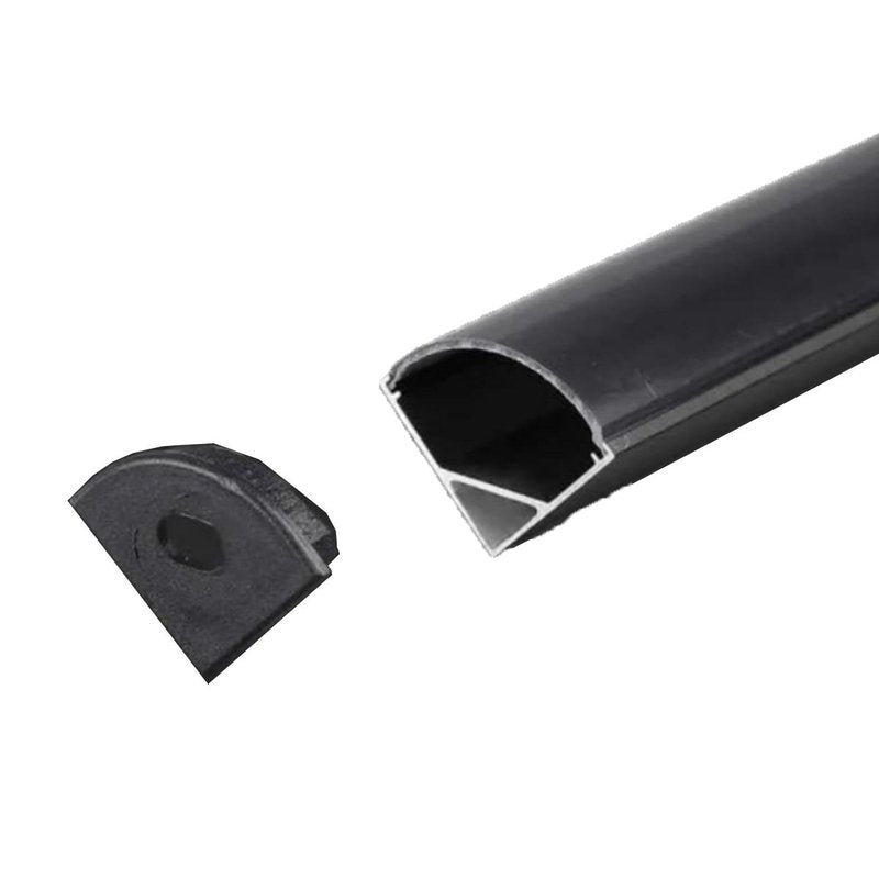 Profilo Alluminio Angolare Leggera Slim Colore Nero 15,8X15,8mm Completo Di Copertura Nera Fume Tappi Gancio 2 Metri SKU-2874
