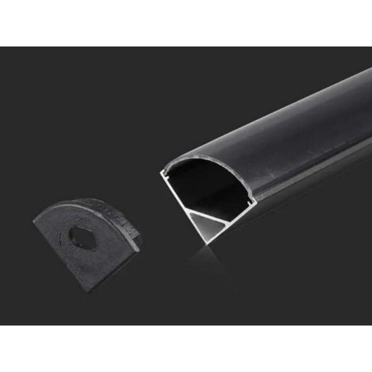Profilo Alluminio Angolare Leggera Slim Colore Nero 15,8X15,8mm Completo Di Copertura Nera Fume Tappi Gancio 2 Metri SKU-2874