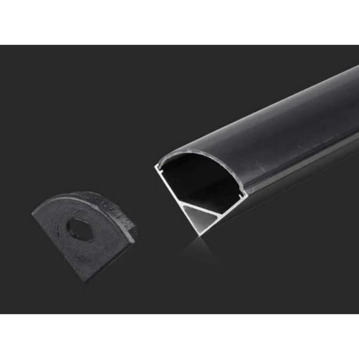 Profilo Alluminio Angolare Leggera Slim Colore Nero 15,8X15,8mm Completo Di Copertura Nera Fume Tappi Gancio 2 Metri SKU-2874