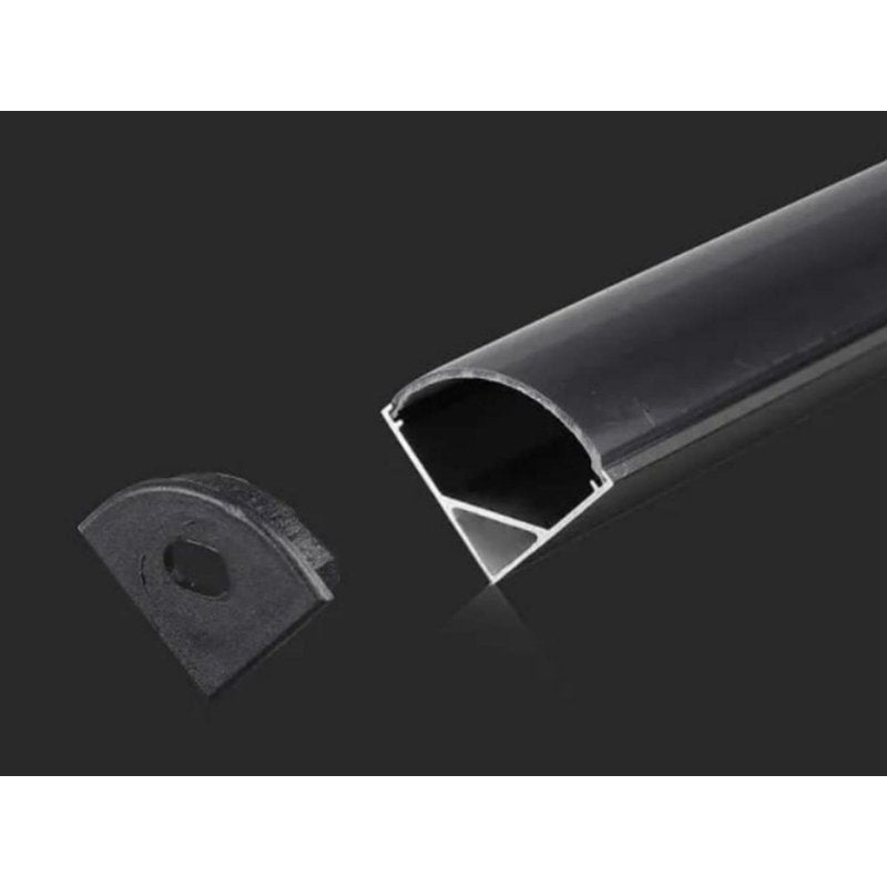 Profilo Alluminio Angolare Leggera Slim Colore Nero 15,8X15,8mm Completo Di Copertura Nera Fume Tappi Gancio 2 Metri SKU-2874