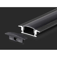 Profilo Alluminio Da Incasso Per Cartongesso Colore Nero 24,7X7mm Completo Di Copertura Nera Fume Tappi Gancio 2 Metri SKU-2875