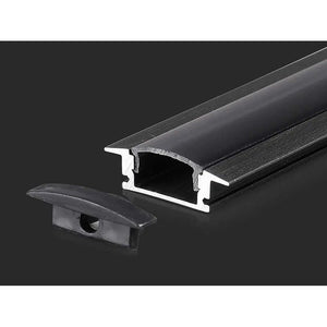 Profilo Alluminio Da Incasso Per Cartongesso Colore Nero 24,7X7mm Completo Di Copertura Nera Fume Tappi Gancio 2 Metri SKU-2875