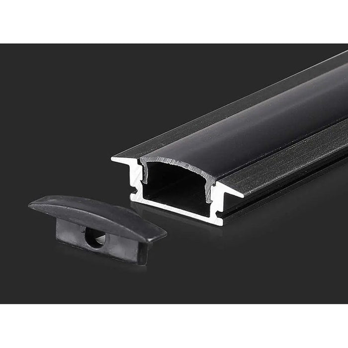 Profilo Alluminio Da Incasso Per Cartongesso Colore Nero 24,7X7mm Completo Di Copertura Nera Fume Tappi Gancio 2 Metri SKU-2875