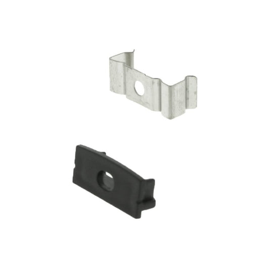 Profilo Alluminio Larga Colore Nero 23,5X10mm Per Strip Led 20mm Completo Di Copertura Nera Fume Tappi Gancio 2 Metri SKU-2876