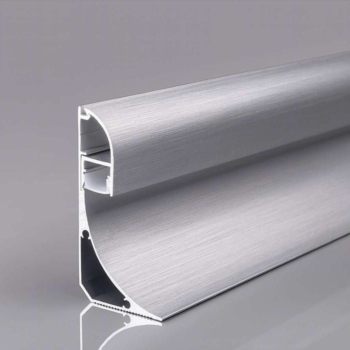 Profilo Alluminio a Veletta Silver 36,5X60mm Spazio Led Max 10,5cm Con la Copertura Satinata Tappi Gancio 2 Metri SKU-23180