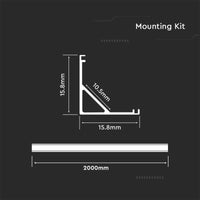 Profilo in Alluminio Angolare Colore Silver per Strip LED 2000x15.8x15.8mm SKU-10322