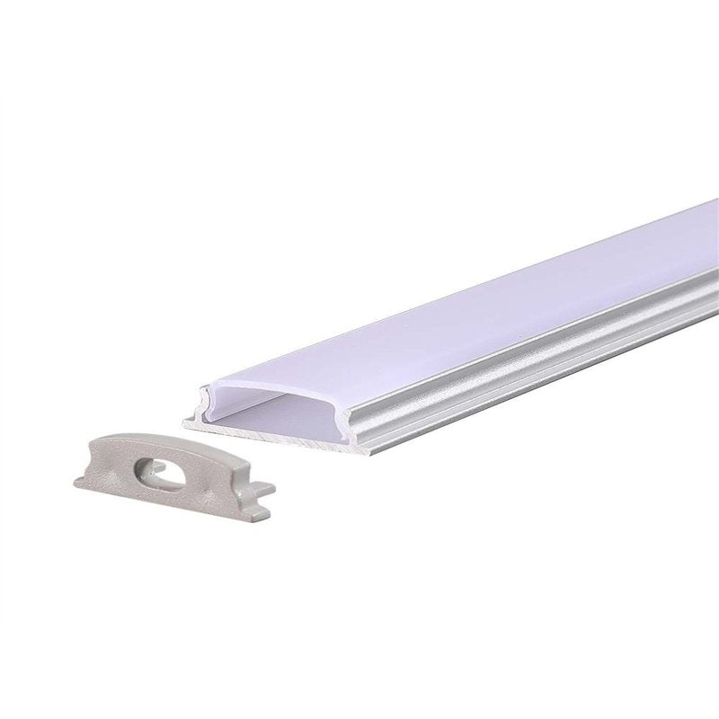 Profilo in Alluminio Flessibile Curvabile Pieghevole 18X6mm Completo Di Copertura Satinata Tappi Gancio 2 Metri SKU-2909