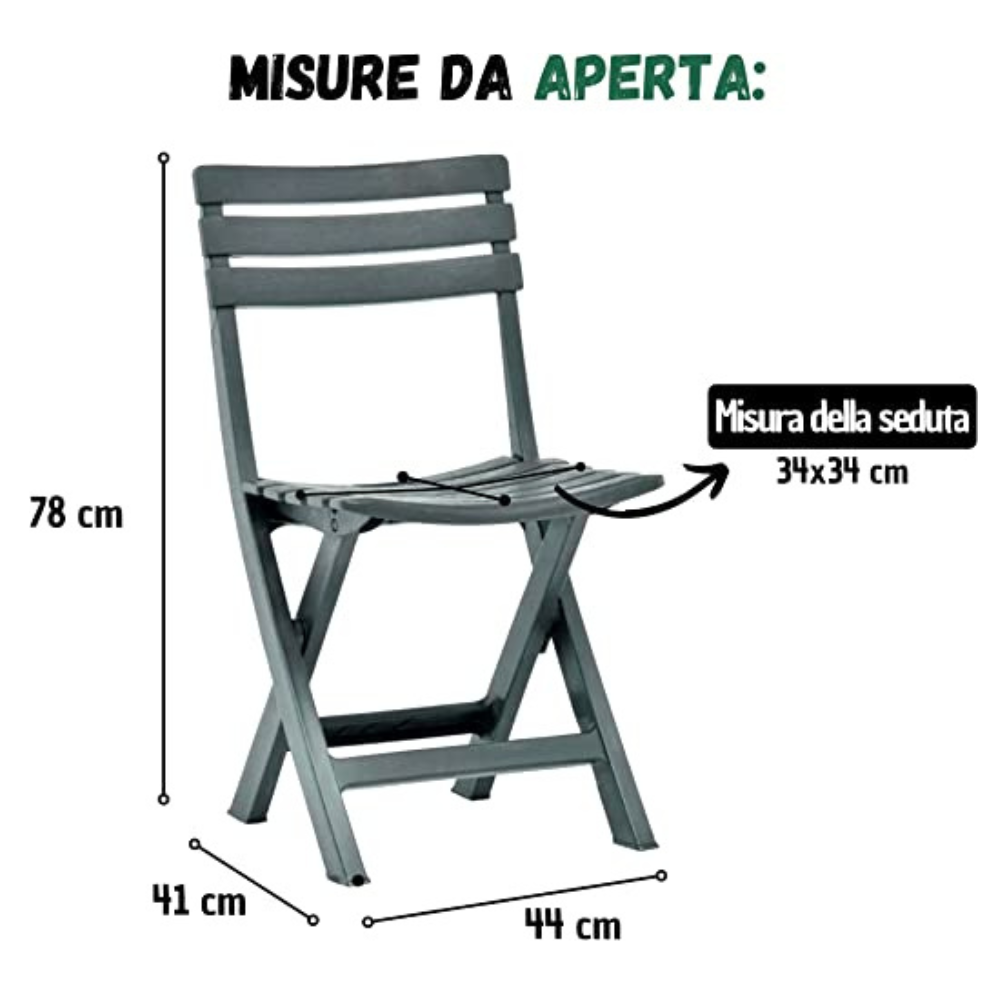 Sedia Pieghevole set 4 sedie da Interno Ed Esterno in Plastica Apri e Chiudi colore bianco Tomaino