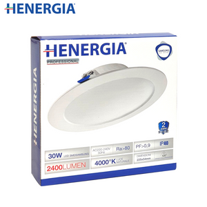 DOWNLIGHT 30W 2400LM 4000K IP20, IC DRIVER ESTERNO, PF 0.9, DIMENSIONI 225*54mm,