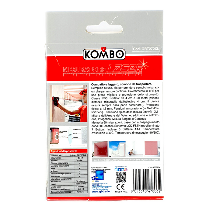 Misuratore Laser Compatto e Leggero con schermo LCD Kombo