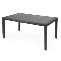 Tavolo da Giardino rettangolare 150x90x72h cm in plastica Effetto Rattan colore antracite Tomaino
