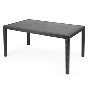Tavolo da Giardino rettangolare 150x90x72h cm in plastica Effetto Rattan colore antracite Tomaino