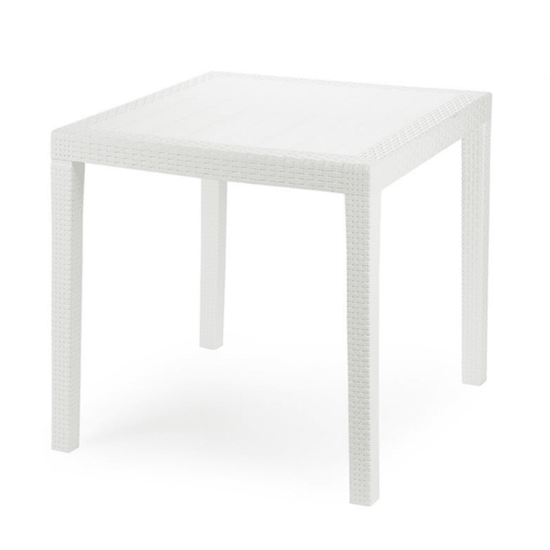 Tavolo da giardino quadrato 78x78x72h cm in plastica simil rattan colore bianco Tomaino