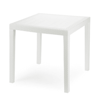 Tavolo da giardino quadrato 78x78x72h cm in plastica simil rattan colore bianco Tomaino