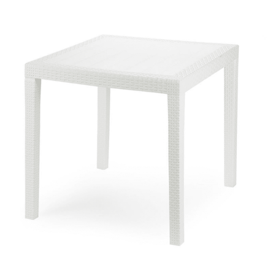 Tavolo da giardino quadrato 78x78x72h cm in plastica simil rattan colore bianco Tomaino