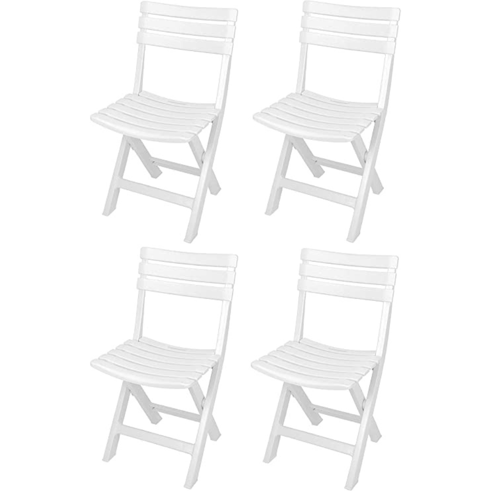 Sedia Pieghevole set 4 sedie da Interno Ed Esterno in Plastica Apri e Chiudi colore bianco Tomaino